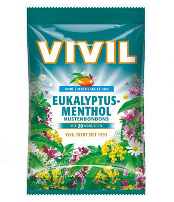 VIVIL Eukalyptus-mentol+20 druhů bylin, bez cukru, 60g