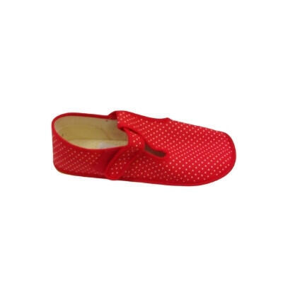 Dívčí barefoot bačkůrky červené s puntíkem - BEDA - 1
