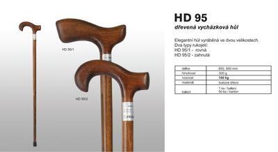 Hůl dřevěná se zahnutou rukojetí HD 95 vel. 95 cm, vel. 95 cm - 2